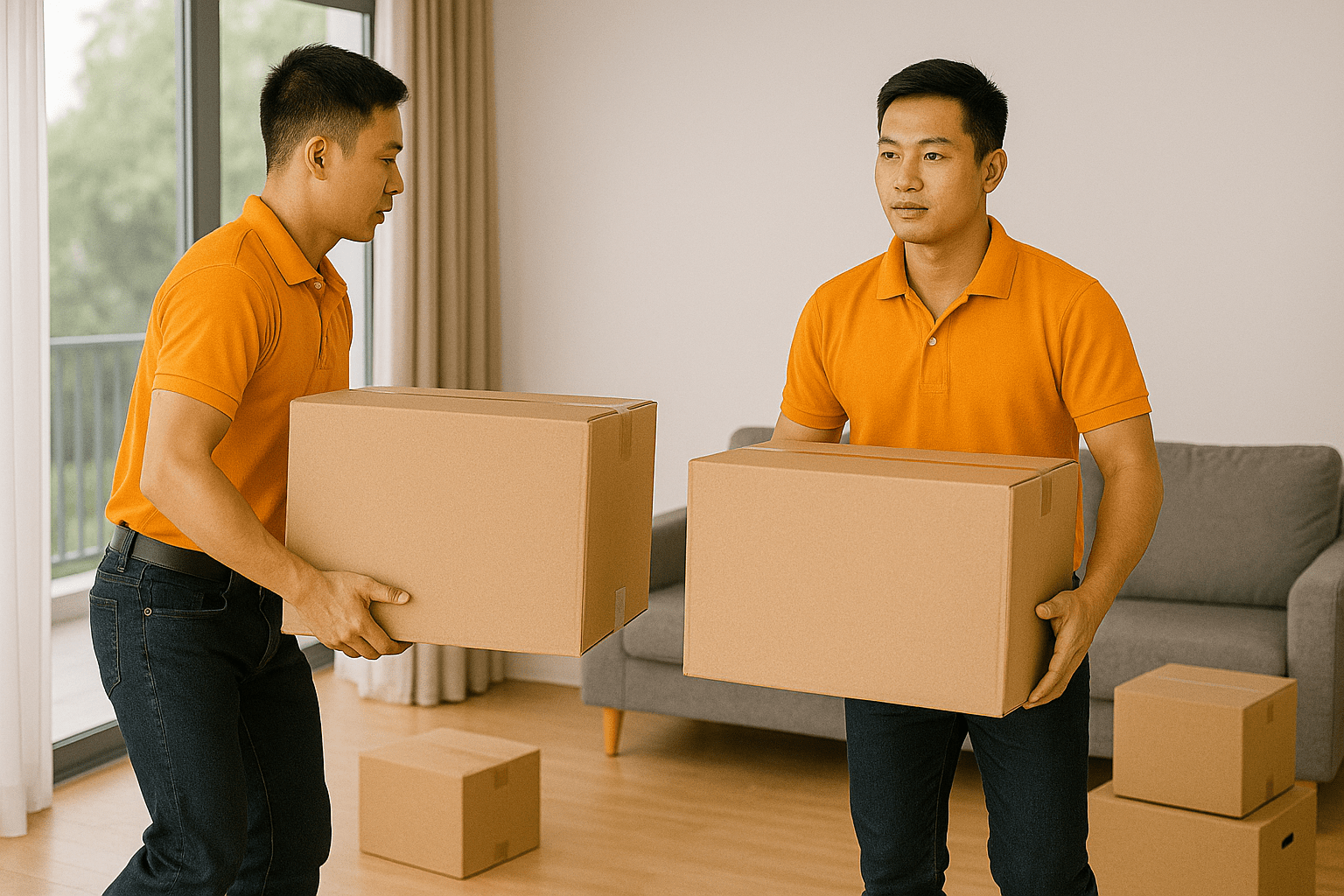 Nhân viên thực hiện dịch vụ chuyển nhà chuyên nghiệp