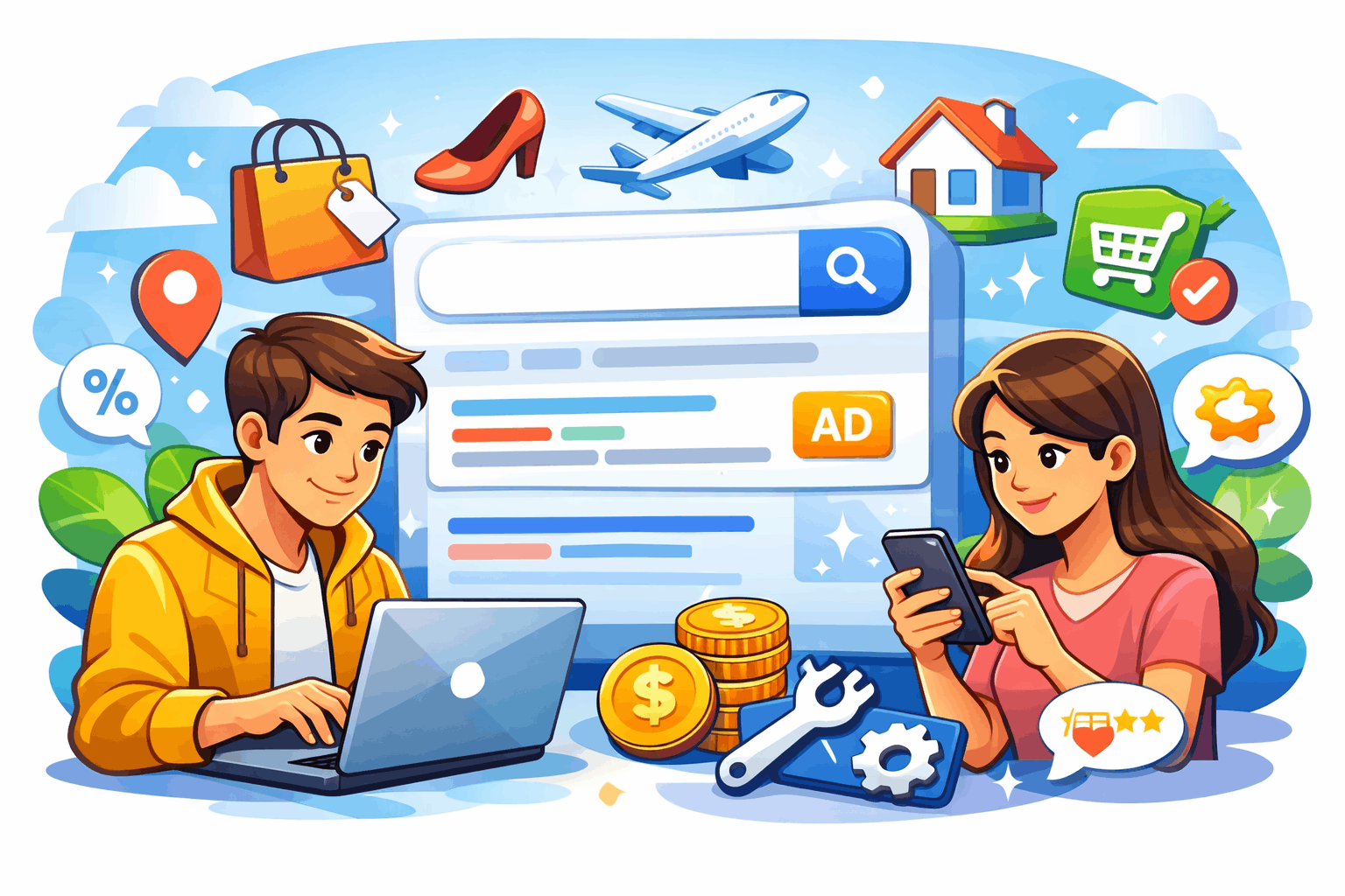 Người dùng tìm kiếm dịch vụ quảng cáo Google Ads hiệu quả